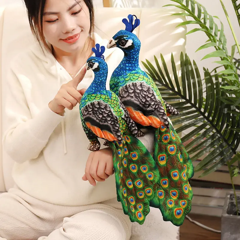 Cute Simulation Parrot/Peacock Doll Bird Plush Toy Grab Machine Stuffed Doll Wedding Throwing Doll Children's Gift