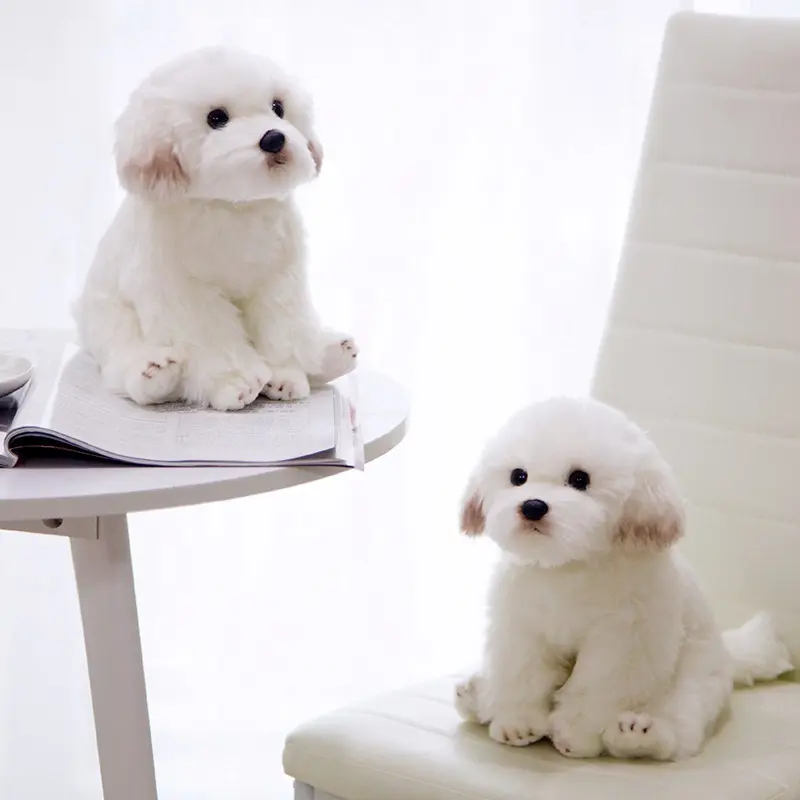 38cm High Quality Simulation Maltese Dog Plush Toy Soft Cartoon Animal Dog Stuffed Doll Home Decoration Baby Kid Birthday Gift