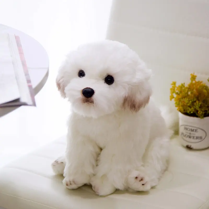 38cm High Quality Simulation Maltese Dog Plush Toy Soft Cartoon Animal Dog Stuffed Doll Home Decoration Baby Kid Birthday Gift