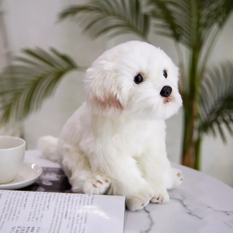 38cm High Quality Simulation Maltese Dog Plush Toy Soft Cartoon Animal Dog Stuffed Doll Home Decoration Baby Kid Birthday Gift