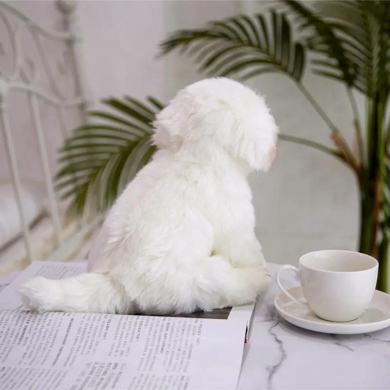 38cm High Quality Simulation Maltese Dog Plush Toy Soft Cartoon Animal Dog Stuffed Doll Home Decoration Baby Kid Birthday Gift