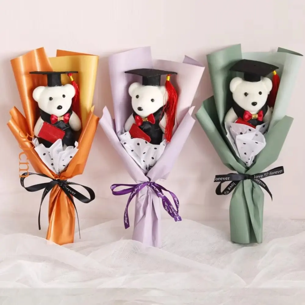 Plush Animal Little Bear Doll Bouquet Stuffed Cartoon Graduation Bear Plush Toy Kawaii 30cm Simulated Bear Doll Bouquet