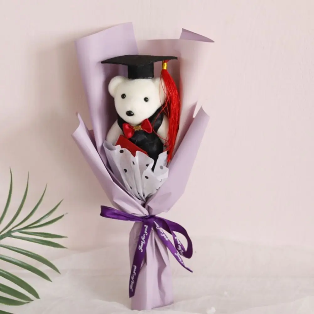 Plush Animal Little Bear Doll Bouquet Stuffed Cartoon Graduation Bear Plush Toy Kawaii 30cm Simulated Bear Doll Bouquet