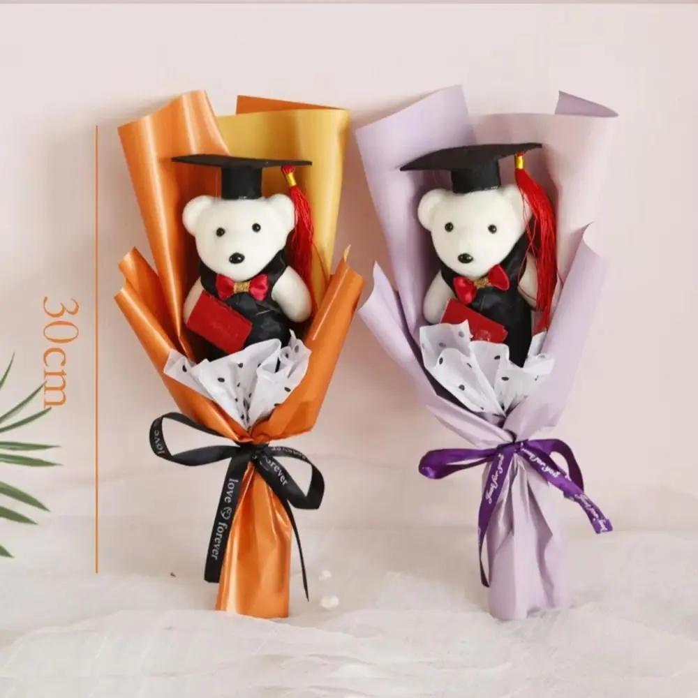 Plush Animal Little Bear Doll Bouquet Stuffed Cartoon Graduation Bear Plush Toy Kawaii 30cm Simulated Bear Doll Bouquet