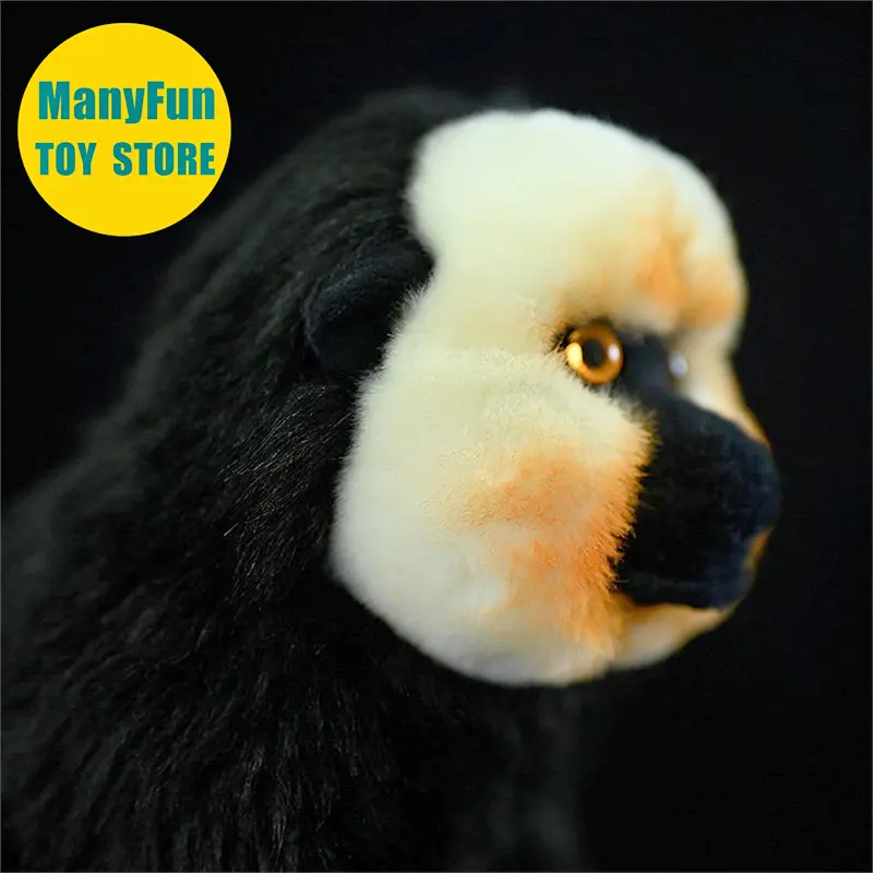 Realistic Saki Monkey High Fidelity Pithecia Plushie Saki Plush Toy Lifelike White-faced Saki Monkey Stuffed Animal Doll Toy