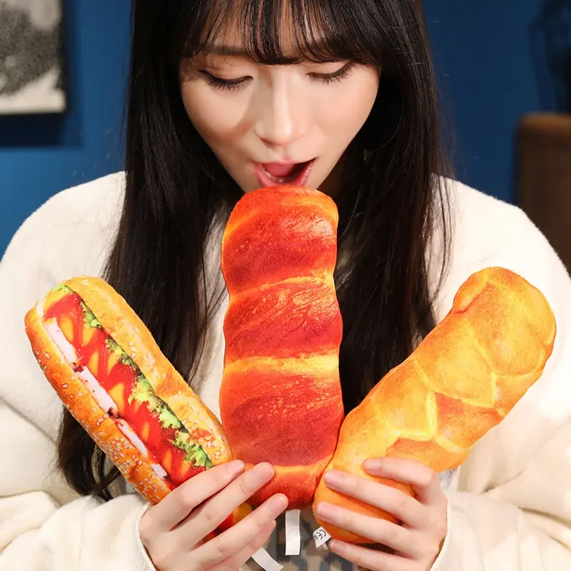 Mini French Bread Pillow Plush Stuffed Printing Images Food Croissants Plushie Party Prop Decor Sleeping Companion Kits Gift