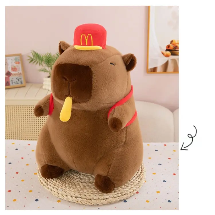 23/30cm Lovely Watermelon Capybara Plush Toy Stretchable Fluffy Capybara Doll Brown Animal Capybara Stuffed Doll Friends Gift