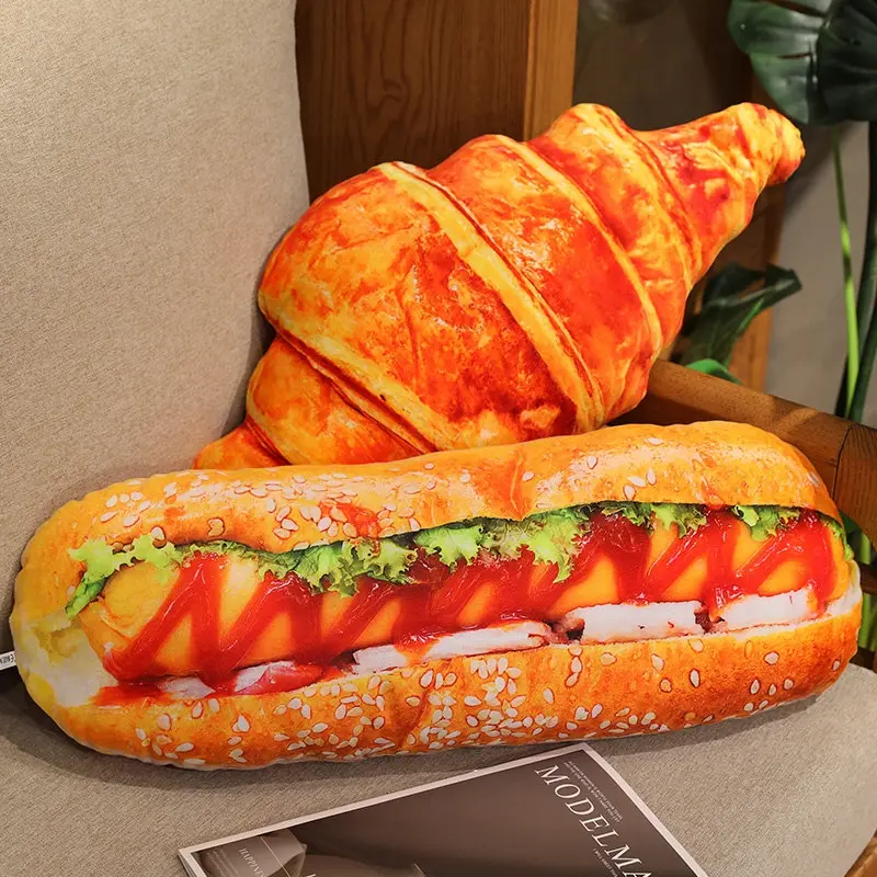 Mini French Bread Pillow Plush Stuffed Printing Images Food Croissants Plushie Party Prop Decor Sleeping Companion Kits Gift
