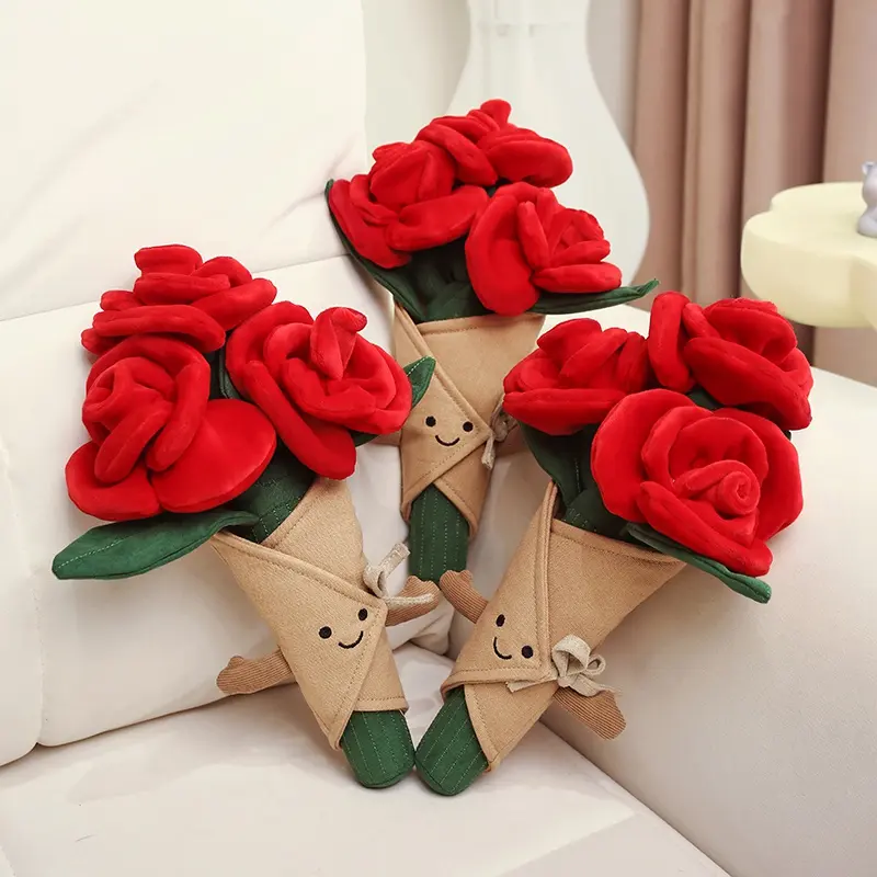 Jellycat Flower Bouquet Plush Toy Romantic Rose Plush Toy Bag Pendant Key Chain Bunch of Flowers Doll Valentine's Day Girlfriend