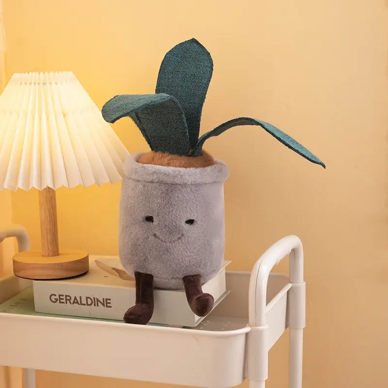 35cm Lifelike Tulip Snake Plant Monstera Plush Stuffed Decoration Toy Soft Doll Green Plant Potted Plants for Girls Gift
