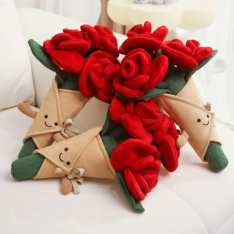 Jellycat Flower Bouquet Plush Toy Romantic Rose Plush Toy Bag Pendant Key Chain Bunch of Flowers Doll Valentine's Day Girlfriend