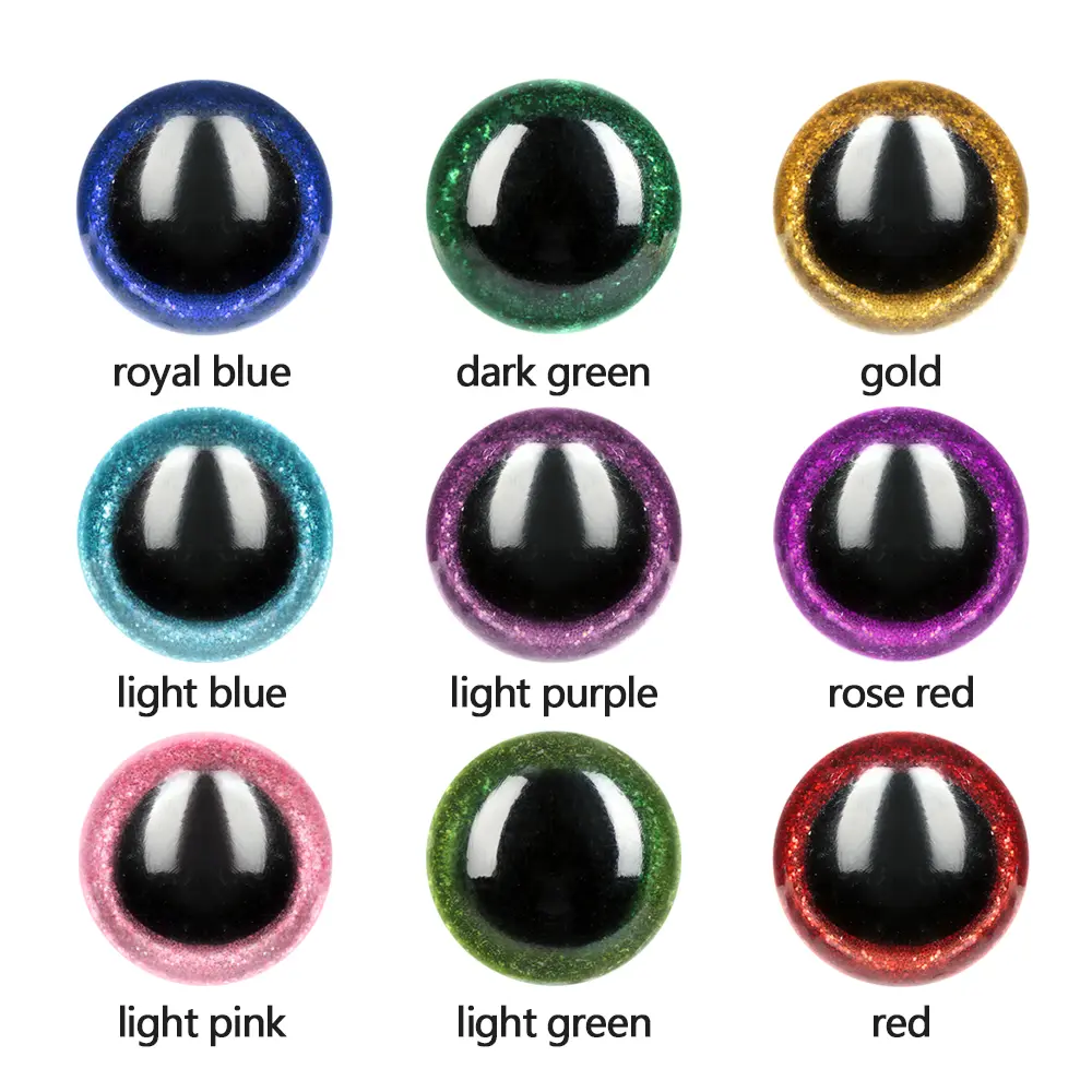 10Pcs 16/18/20/22/24mm Glitter Dolls Eyeballs Plastic Shinning Doll Eyes Round Safety Eyes Stuffed Puppet Plush Toys Accessories