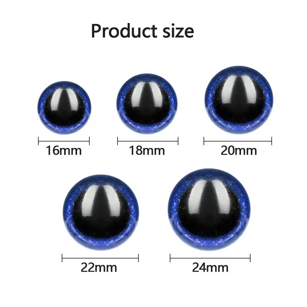 10Pcs 16/18/20/22/24mm Glitter Dolls Eyeballs Plastic Shinning Doll Eyes Round Safety Eyes Stuffed Puppet Plush Toys Accessories