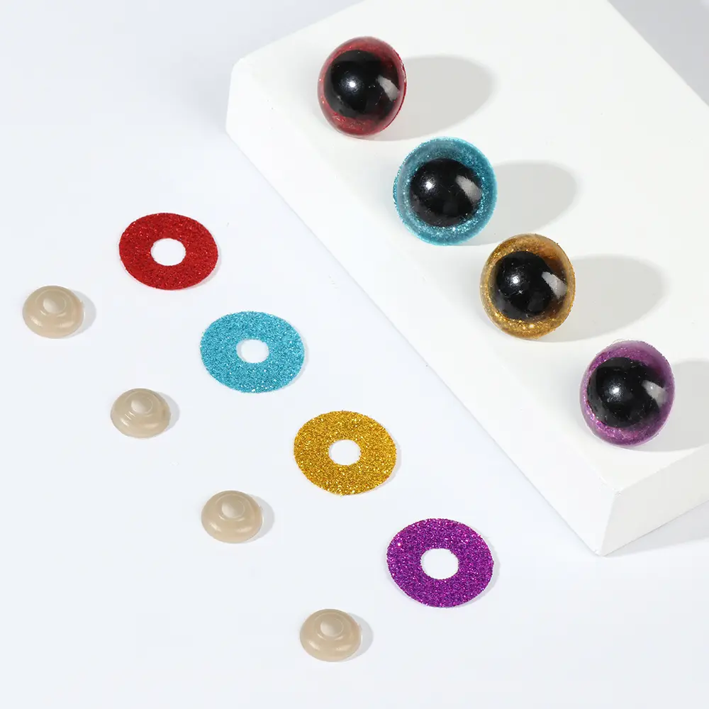 10Pcs 16/18/20/22/24mm Glitter Dolls Eyeballs Plastic Shinning Doll Eyes Round Safety Eyes Stuffed Puppet Plush Toys Accessories