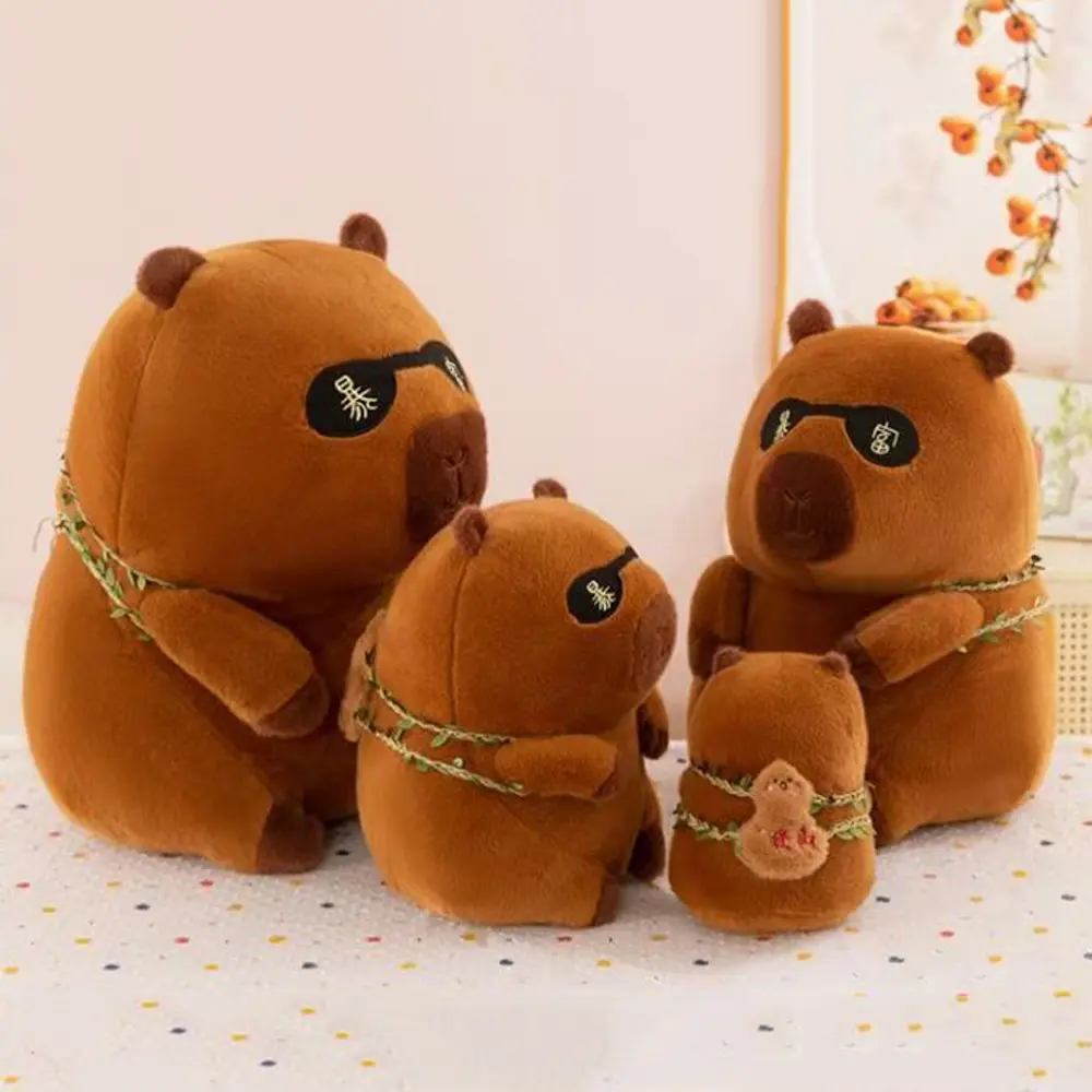 Funny To Be Rich Capybara Plush Toy Gourd Backpack Soft Capybara Cotton Doll Animal Brown Capybara Stuffed Doll Christmas Gift
