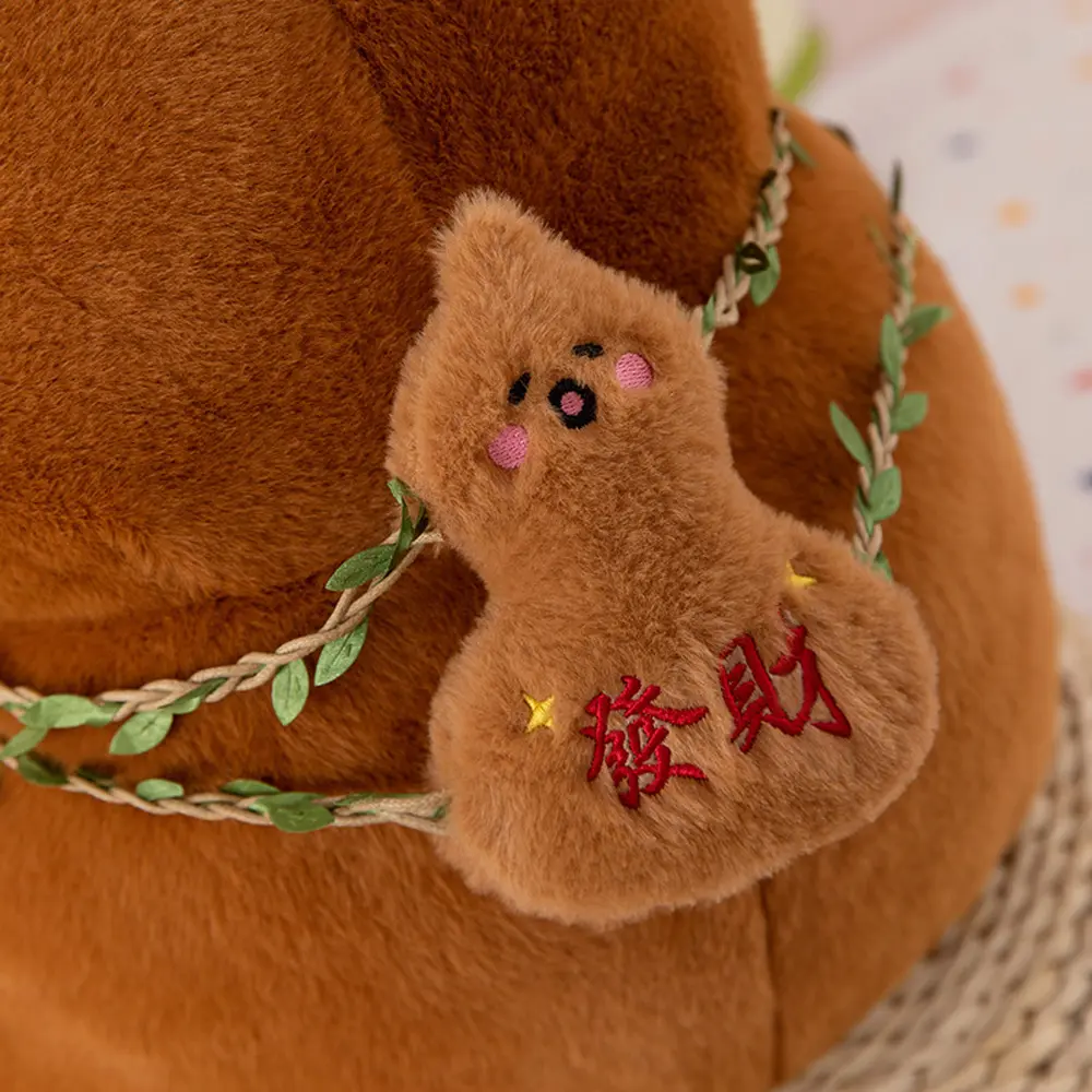 Funny To Be Rich Capybara Plush Toy Gourd Backpack Soft Capybara Cotton Doll Animal Brown Capybara Stuffed Doll Christmas Gift