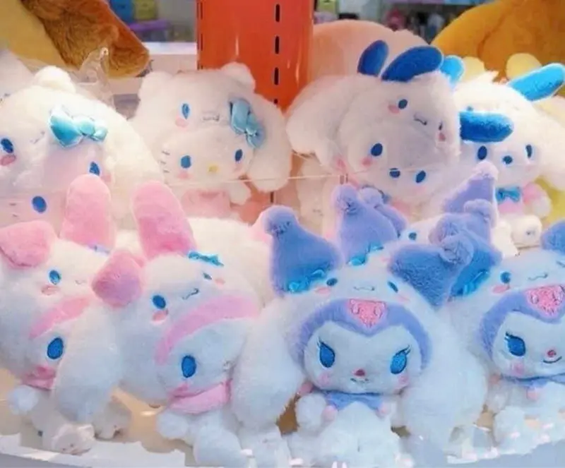 Cartoon Sanrio Plush Toys Keychain Kawaii Ornaments Cute Pink Cinnamoroll Kuromi My Melody Anime Peluche Diagonal Bag Keychains