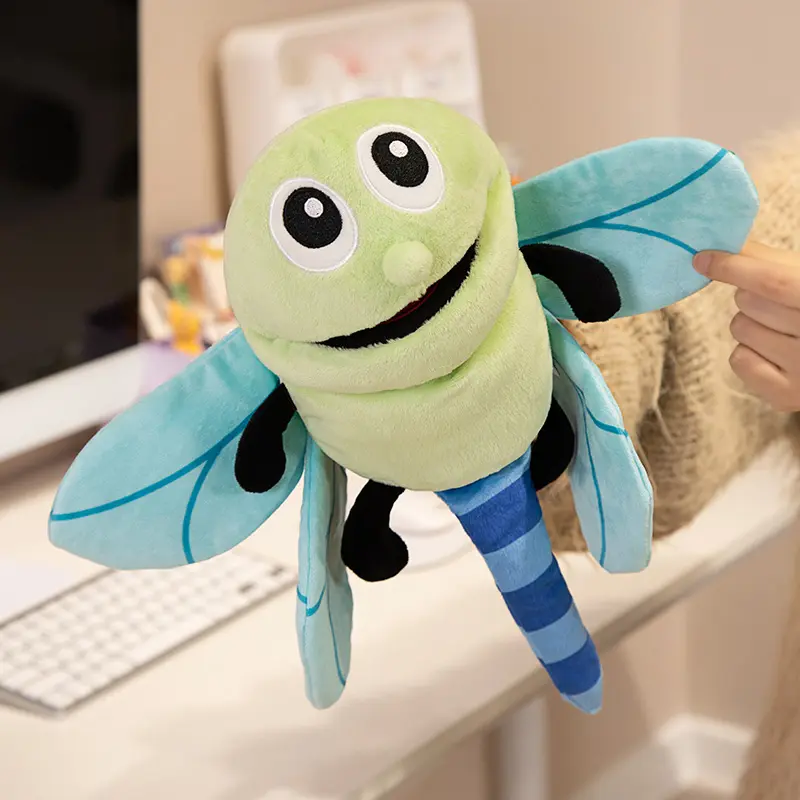 Cute Insect Plush Toys Dragonfly Ants Butterfly Ladybug Bee Cosplay Plush Doll Cute Hand Finger Puppet Educational Baby Toys