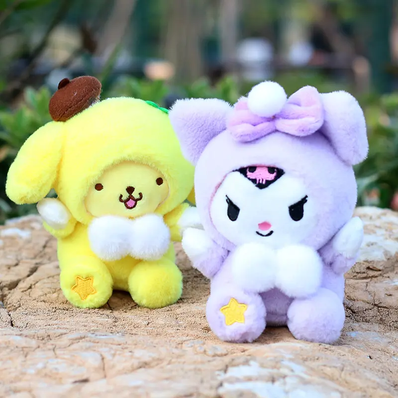 Wholesale 14Cm Plushies Sanrio Keychain Accessories Hello Kitty Plush Toys My Melody Kuromi Keyring Cinnamoroll Backpack Pendant