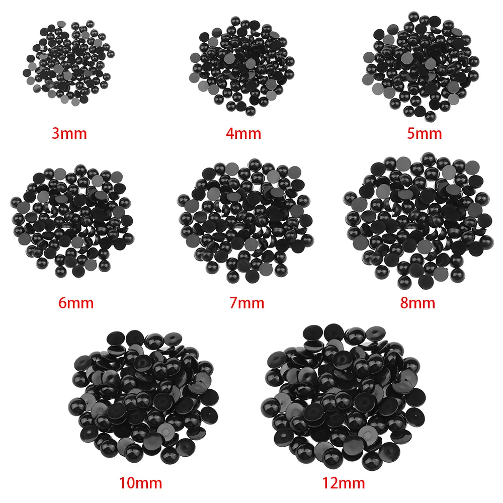 100Pcs 3-12mm Plastic Black Safety Eyes Bears Needle Felting for Animals Puppets Making DIY Crafts Plush Toy Dolls Accessories