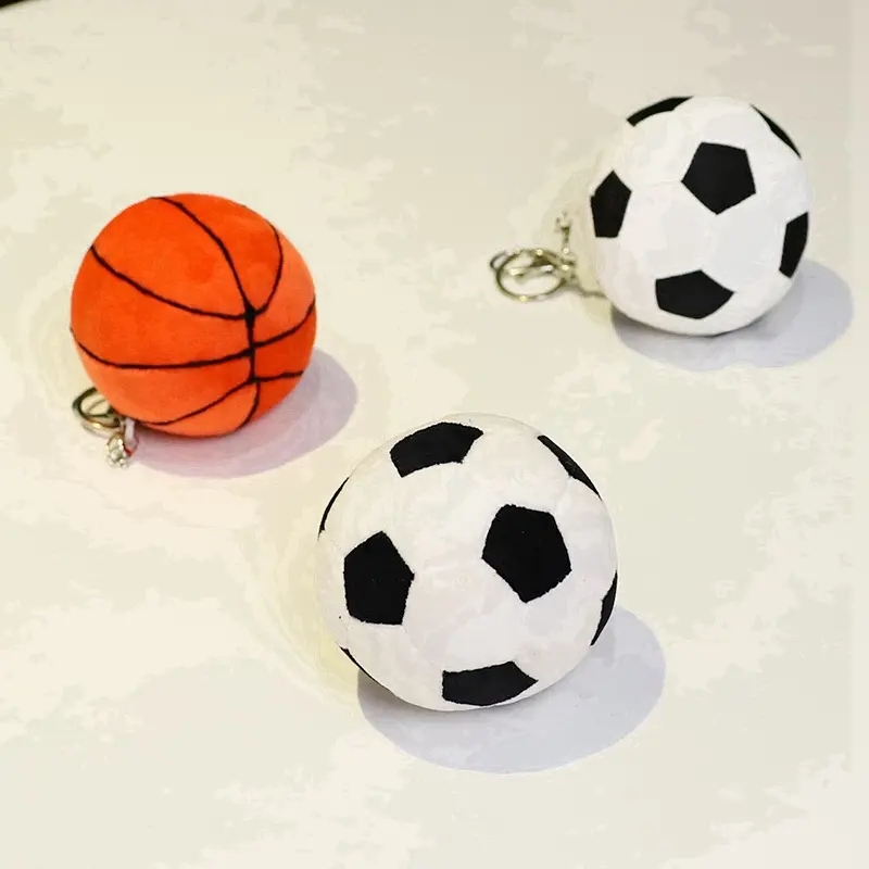 9CM Simulation Soccer Football Plush Stuffed Soft Ball Toy Cute Bag Pendant Basketball Keychain Presents