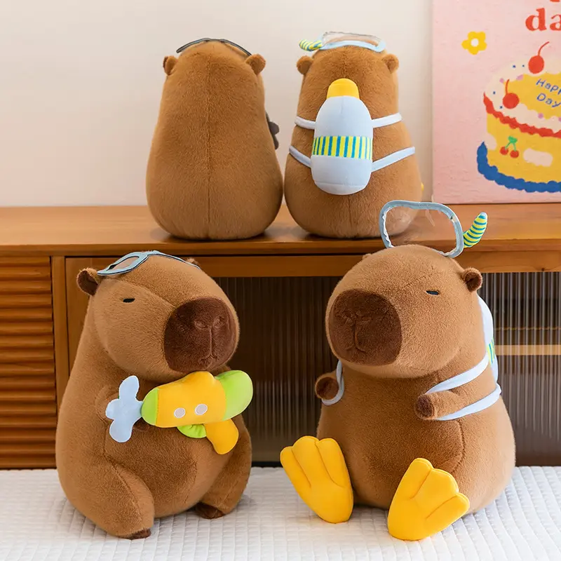 Capybara Diver 30Cm Plush Toy Doll Capibala Creative Tide Play Water Gun Doll Sofa Pillow Ornaments Children Surprise Gift