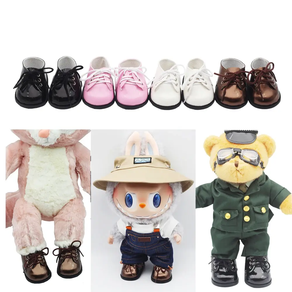 Doll Shoes  9*5.5cm Leather Shoes for  38cm Big Labubu Plush Teddy Bear Dolls Plush Toy Shoes Accessories
