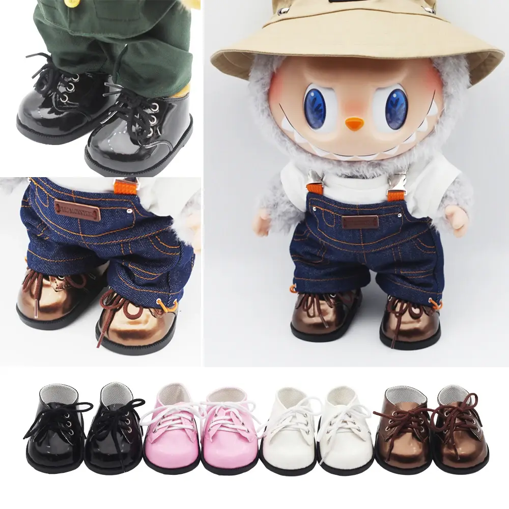 Doll Shoes  9*5.5cm Leather Shoes for  38cm Big Labubu Plush Teddy Bear Dolls Plush Toy Shoes Accessories