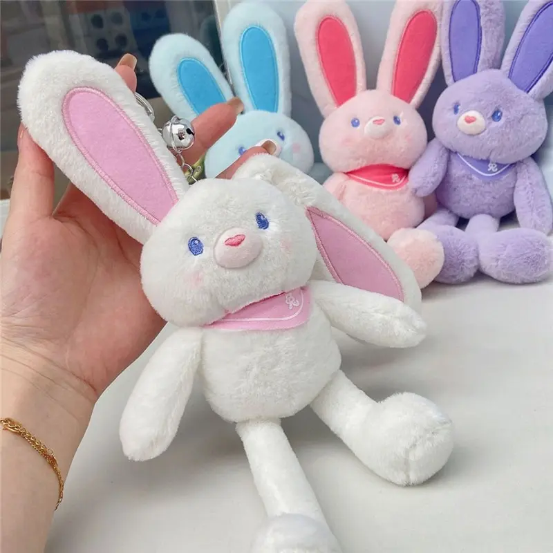 Fluffy Real Rabbit Fur Pompon Bunny Keychain Trinket Women Toy Pompom Rabbit Key Ring On Bag Car Key Chain Jewelry Gift