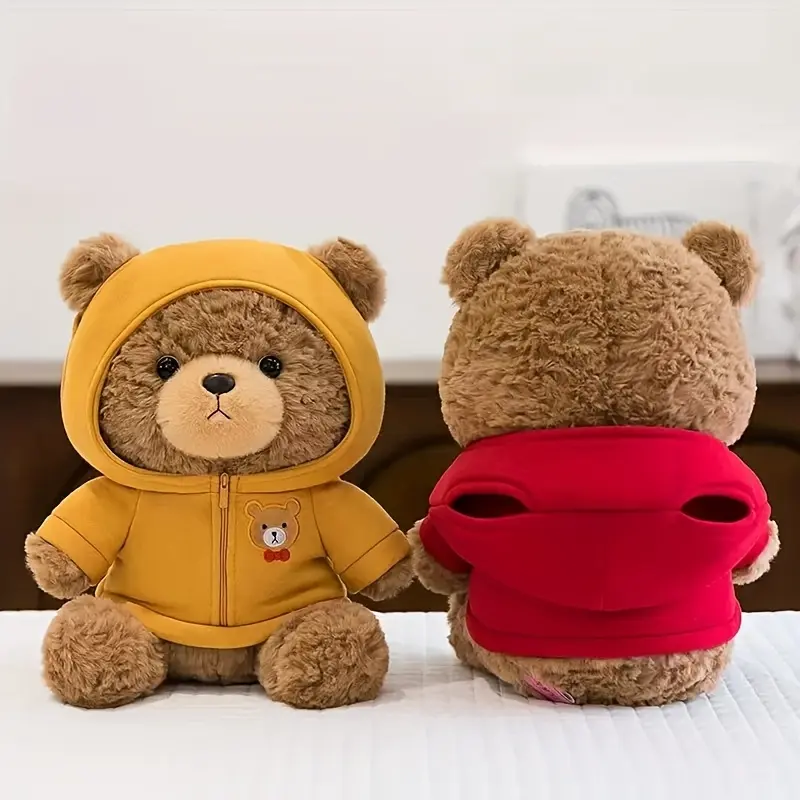 Colorful Hoodie Teddy Bear Plush Toys, Soft Stuffed Animals for Home Decor/Birthday Christmas Gift