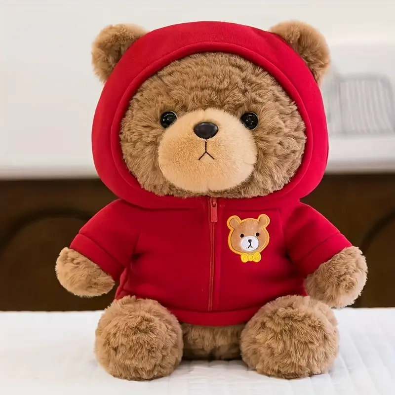 Colorful Hoodie Teddy Bear Plush Toys, Soft Stuffed Animals for Home Decor/Birthday Christmas Gift