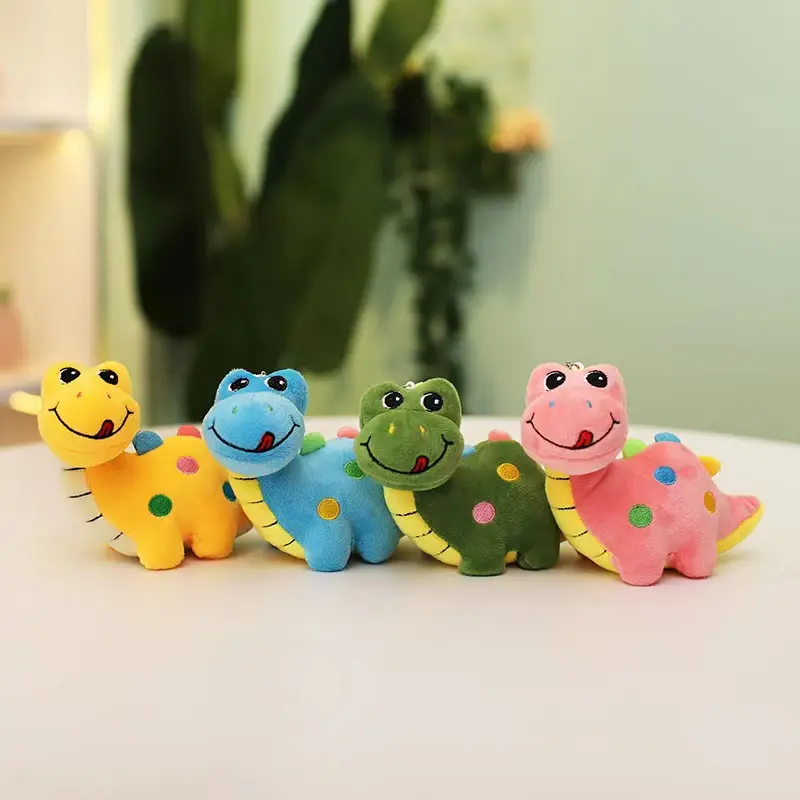 12cm Cute Dinosaur Plush Doll Toys Pendant  Bag Accessories Keychain Pendant Bag Car Pendant Children's Gifts