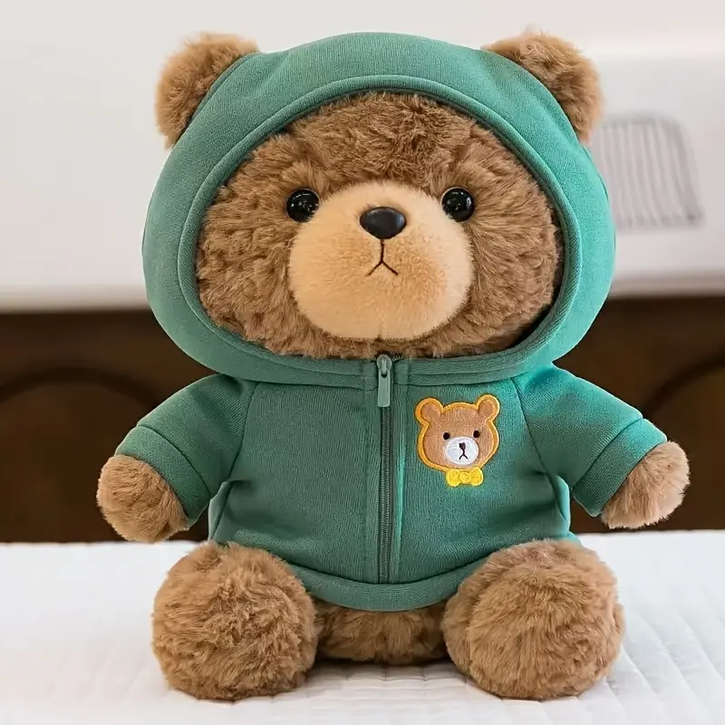 Colorful Hoodie Teddy Bear Plush Toys, Soft Stuffed Animals for Home Decor/Birthday Christmas Gift
