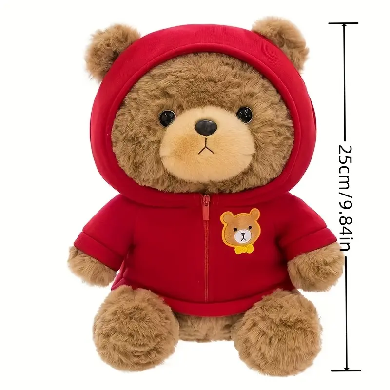 Colorful Hoodie Teddy Bear Plush Toys, Soft Stuffed Animals for Home Decor/Birthday Christmas Gift