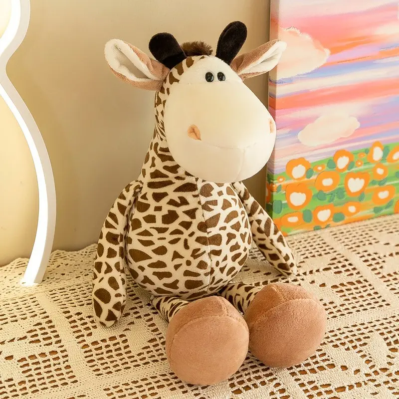 Soft Animal World Plush Toys Lion Elephant Fox Raccoon Giraffe Forest Animals Appease Playmate Calm Doll Christmas Gifts