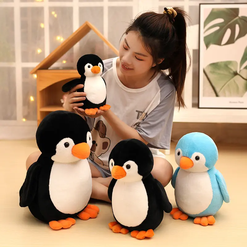 25/30/40CM Cute Expression Penguin Plush Toys Fluffy And Soft Fabric Stuffed Animal Doll Cartoon Pink Blue Purple Black Penguin