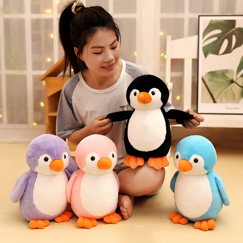 25/30/40CM Cute Expression Penguin Plush Toys Fluffy And Soft Fabric Stuffed Animal Doll Cartoon Pink Blue Purple Black Penguin
