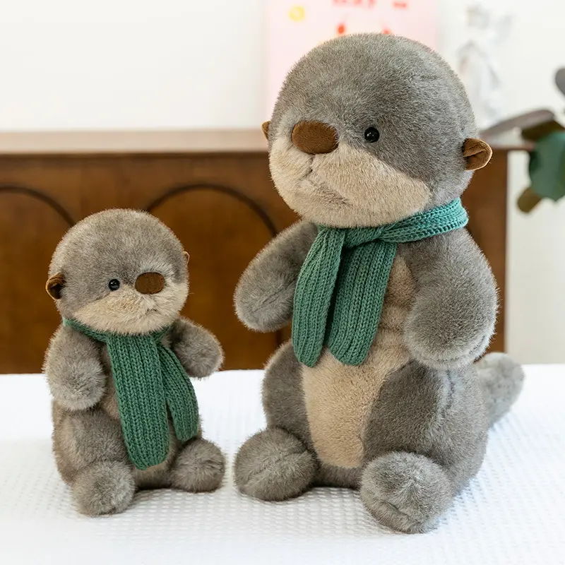 1pc 26cm/10.23in Cute scarves, otter plush toys, zoo souvenirs, children's soothing dolls, pillow gifts