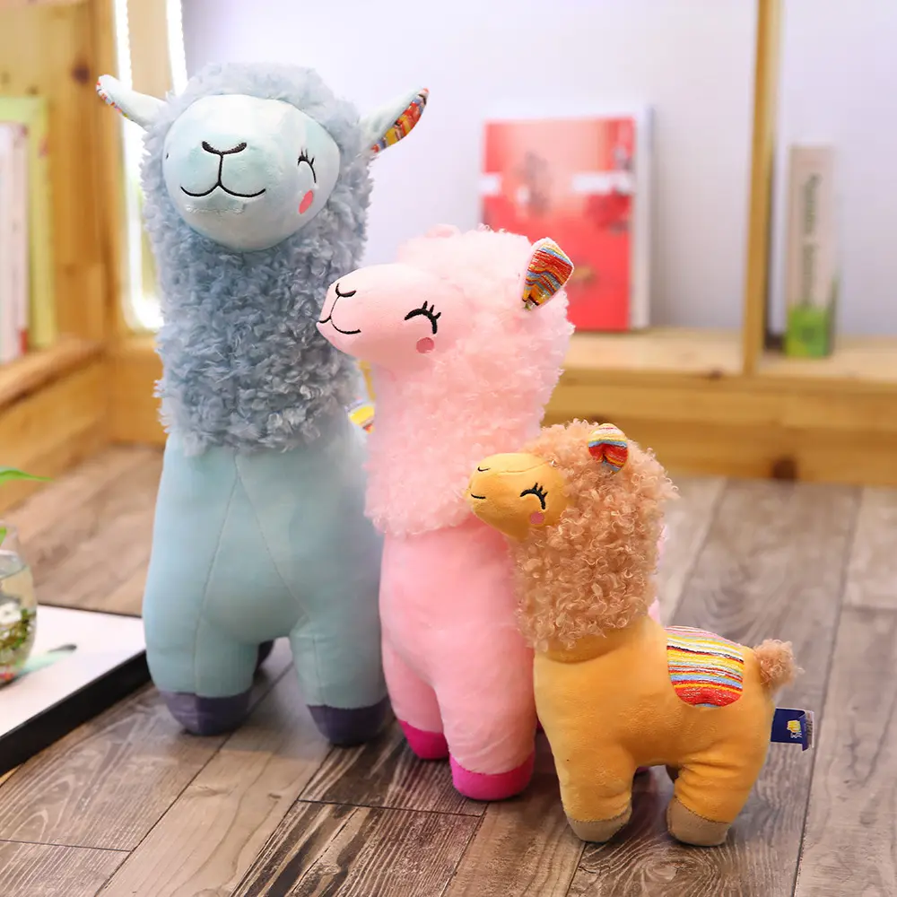 Alpaca Soft Toy Stuffed Smile Llama Plush Animals Sleeping Doll Kawaii Funny Cute Grass Plush Toy Gift for Kid 25CM Home Decor