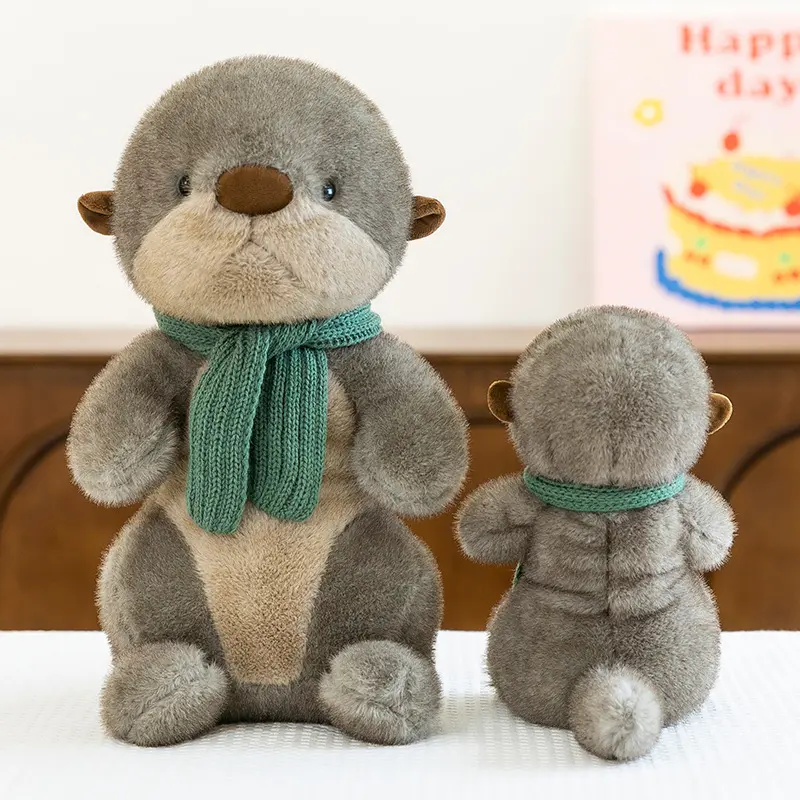 1pc 26cm/10.23in Cute scarves, otter plush toys, zoo souvenirs, children's soothing dolls, pillow gifts