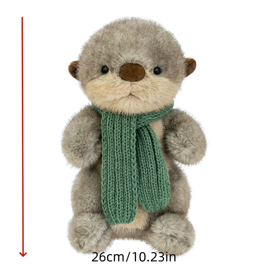 1pc 26cm/10.23in Cute scarves, otter plush toys, zoo souvenirs, children's soothing dolls, pillow gifts