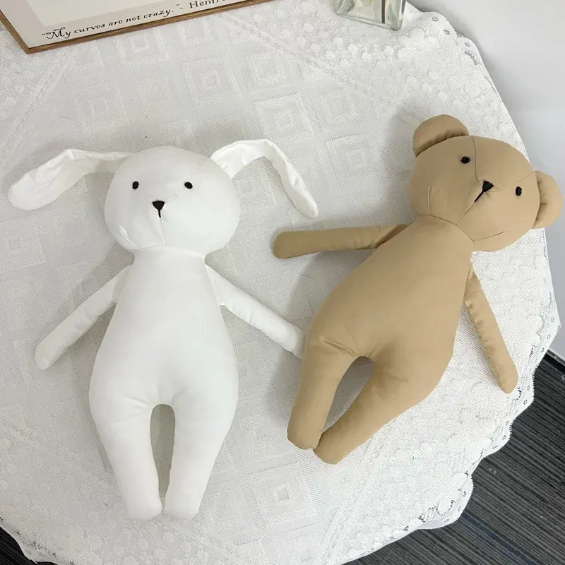 Nordic Style Lovely Stuffed Animal Toy kawaii Bear Bunny Baby Girls Plush Doll Kids Newborns Sleeping Accompany Doll Room Decor