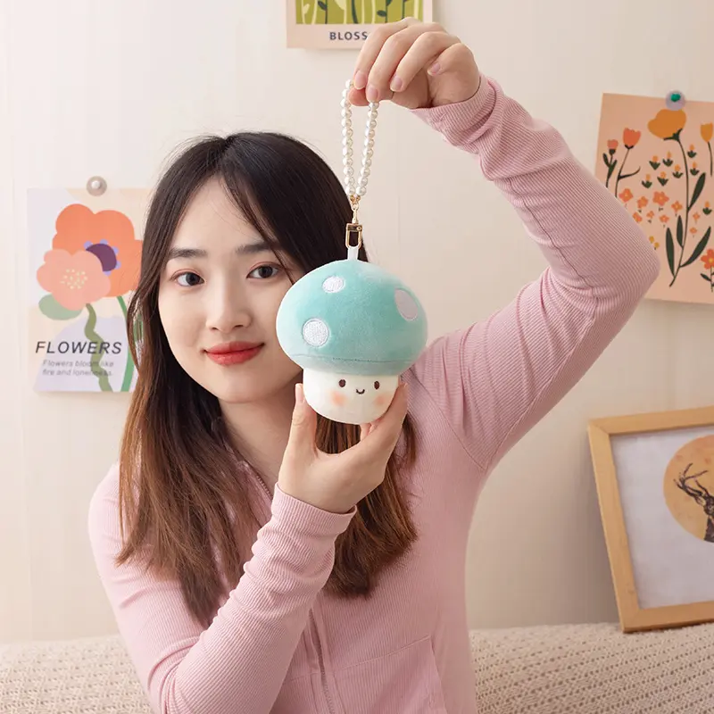 Mushroom Plush Stuffed Soft Plant Mushroom Key Pendant 10cm Small Size Soft Doll Bag Decoration Pendant Kids Toys Gift