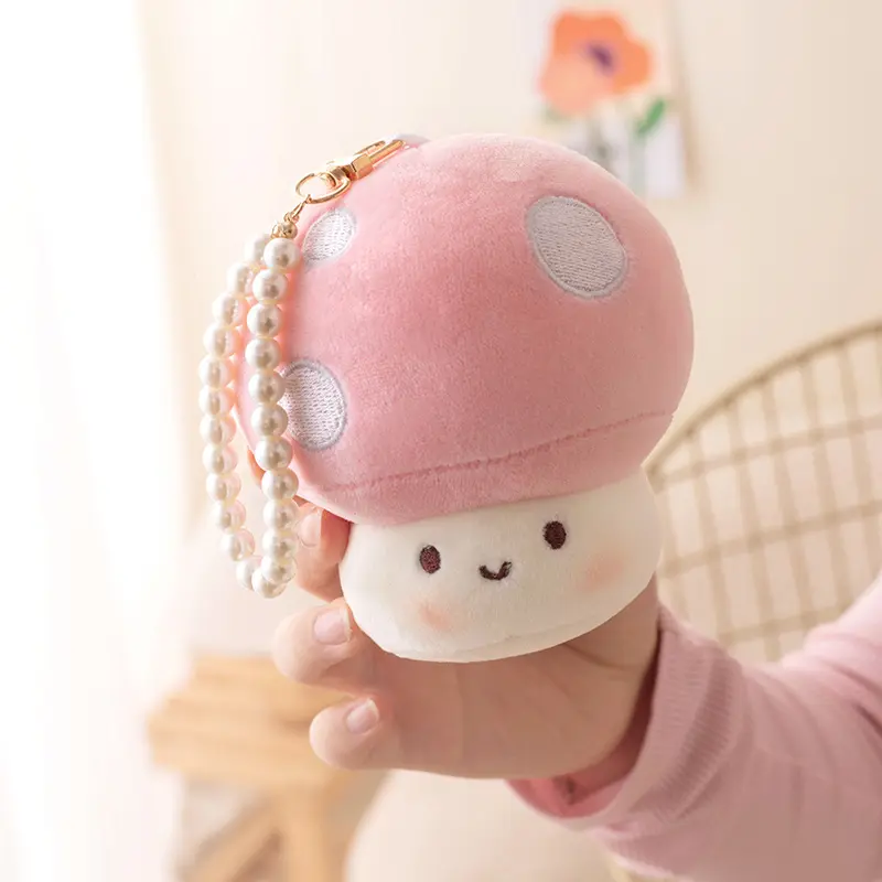 Mushroom Plush Stuffed Soft Plant Mushroom Key Pendant 10cm Small Size Soft Doll Bag Decoration Pendant Kids Toys Gift