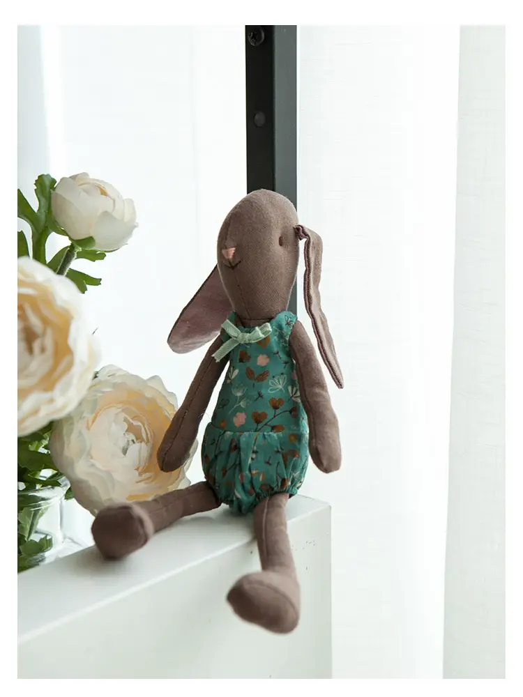 Baby Bunny Cloth Toys Smoothing Toy for Infant Cute Cuddling sleep doll for Kids Handmade Diversity Brown Rabbit Plushie