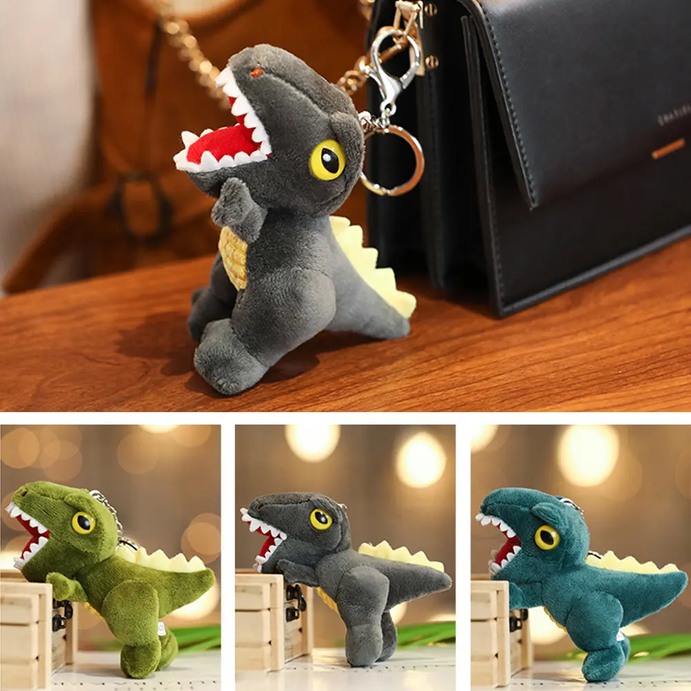 14cm Mini Dinosaur Plush Toys Key Chain Bag Pendant Cute Tyrannosaurus Doll for Kids Children Birthday Christmas Gifts Toys