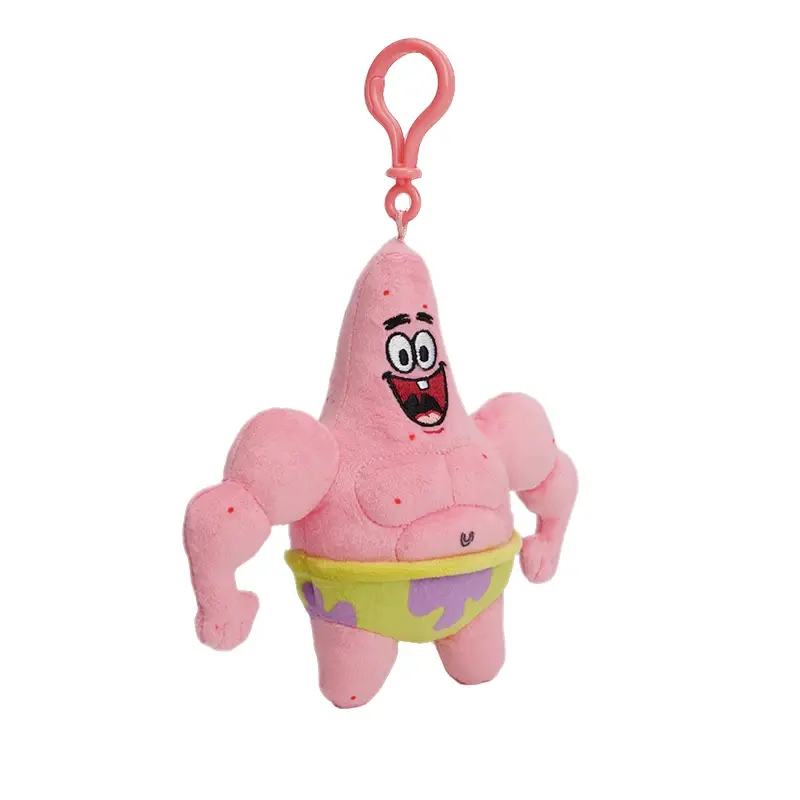 Anime Spongebob Squarepants Patrick Star Kawaii Fitness Series Keyring Stuffed Plush Toys Keychain Birthday party Gift For Kids