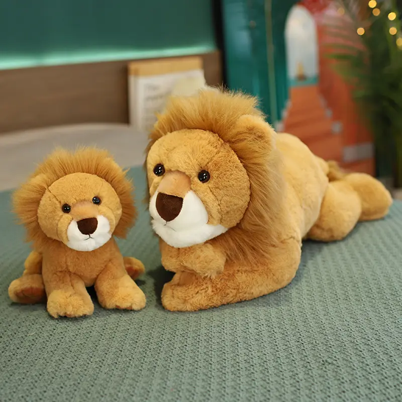 Plush Lion Toy Lifelike Wild Animal Male Lion Plush Toy Stuffed Animal Lion Soft Doll Kids Toys Children Birthday Gift