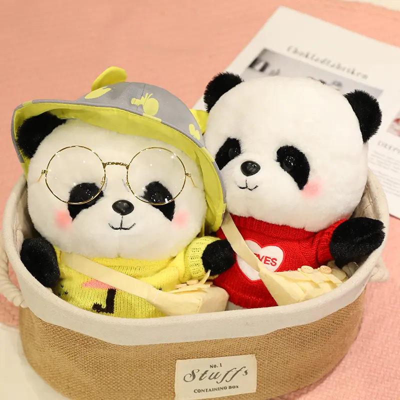28cm Cute Panda Plush Toys Lovely Soft Stuffed Cartoon Animals Dolls For Xmas Birthday Christmas Gift