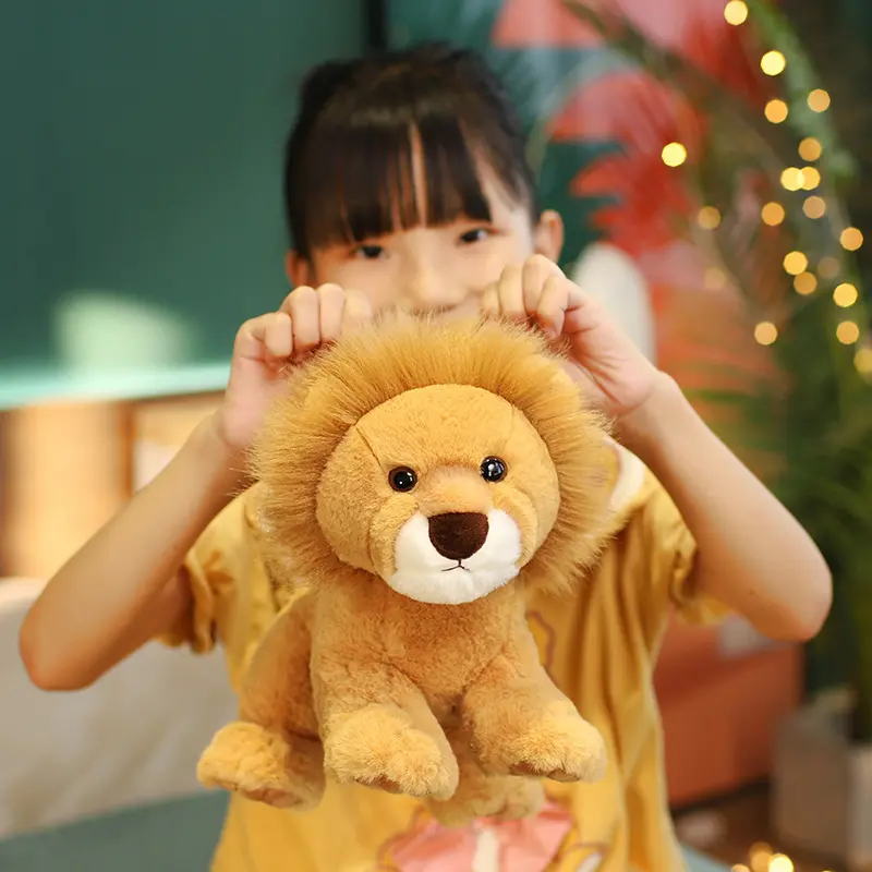 Plush Lion Toy Lifelike Wild Animal Male Lion Plush Toy Stuffed Animal Lion Soft Doll Kids Toys Children Birthday Gift